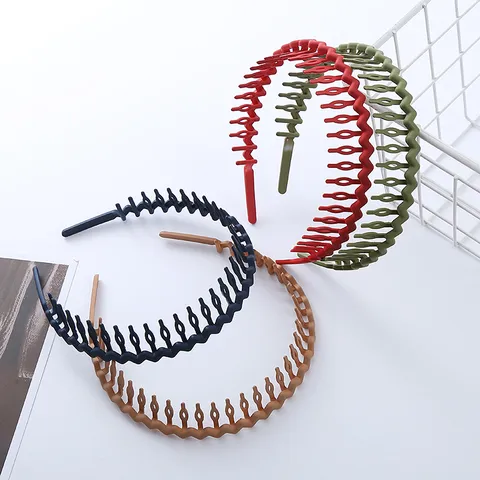 Koreaans Stijl Getande Antislip Haarband Kunststof Effen Kleur Gezicht Wassen Hoofdband Voor Vrouwen Haar Accessoires