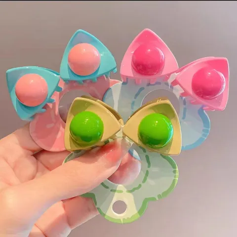 Molla per Capelli a Forma di Orecchio di Gatto per Bambini Y2K Dopamina Colorata Mini Fermagli in Plastica Dolci Accessori per Capelli per Piccole Ragazze