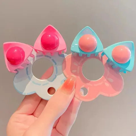 Molla per Capelli a Forma di Orecchio di Gatto per Bambini Y2K Dopamina Colorata Mini Fermagli in Plastica Dolci Accessori per Capelli per Piccole Ragazze