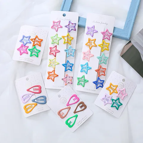 Kinder Haarspelden Schattige Ster Hart Haarspelden Snoepkleuren BB Haarspelden Set Legering Haaraccessoires Voor Meisjes