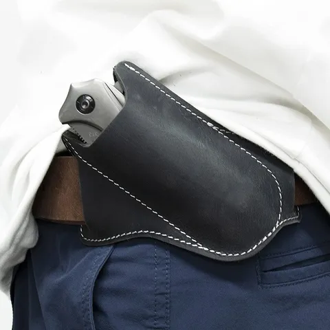 Riñonera Deportiva de Piel PU para Herramientas EDC Funda para Cuchillo Plegable con Presilla para Cinturón Bolsocompacto de Almacenamiento