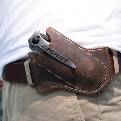 Riñonera Deportiva de Piel PU para Herramientas EDC Funda para Cuchillo Plegable con Presilla para Cinturón Bolsocompacto de Almacenamiento