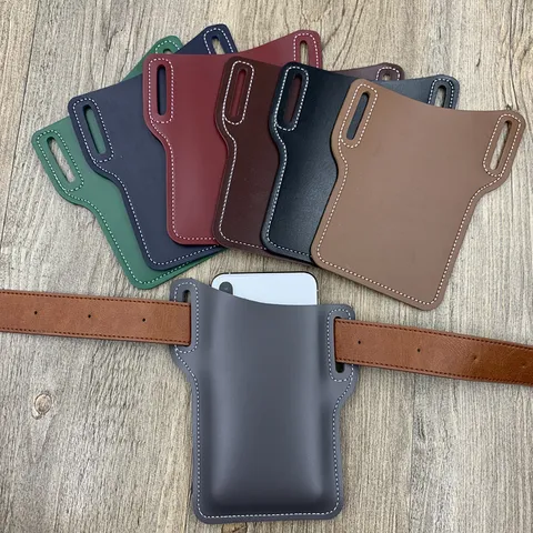 PU Leather Phone Pouch Belt Holster Smart Phone Protective Case For Outdoor Travel Daily Use Unisex Carrying Bag