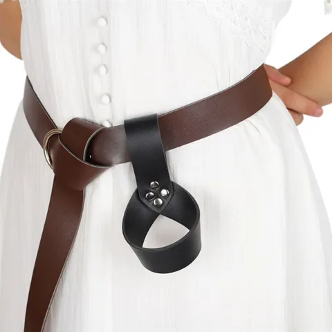 Medieval Retro PU Leather Sword Frog Scabbard Ring Holster Cosplay Weapon Accessories