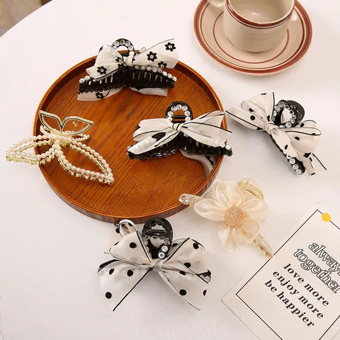 Modieuze Haarclip van Organza met Strik Kwast Strass Kunstparel Haaraccessoire voor Vrouwen