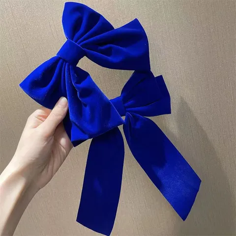 Klein Blue Bow Hair Clip Elegant Fabric Swallowtail Duckbill Clip Fashion Hair Accessories For Women Girls
