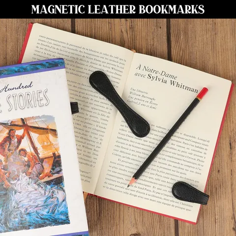 Minimalist PU Leather Magnetic Bookmark Vintage Magnetic Page Marker For Reading Book Office School Supplies