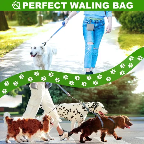 PU Leather Dog Treat Pouch Waterproof Portable Puppy Training Snack Bag Pet Feeding Waist Bag Outdoor Walking Pocket