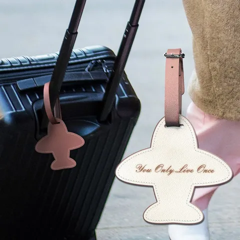 Étiquette de Bagage en Cuir PU Forme Avion Minimaliste Porte-Étiquette d'Identification de Valise de Voyage