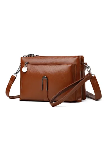 Borsa a Tracolla Vintage in Pelle PU da Donna Scomparti Multipli Borsa Casual da Viaggio