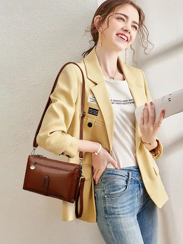 Borsa a Tracolla Vintage in Pelle PU da Donna Scomparti Multipli Borsa Casual da Viaggio