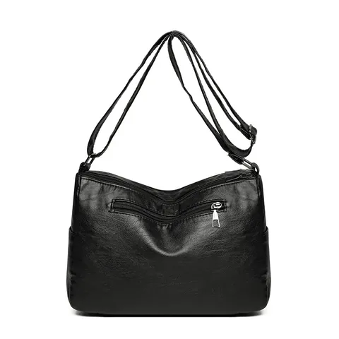Damen Umhängetasche Weiches PU Leder Mehrfache Taschen Schultertasche Lässig Vintage Handtasche