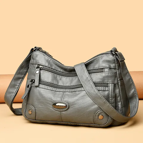 Donna Borsa a Tracolla Multi-Tasche Morbida Pelle PU Vintage Borsa Crossbody Casual Quotidiana Grande Capacità Tote