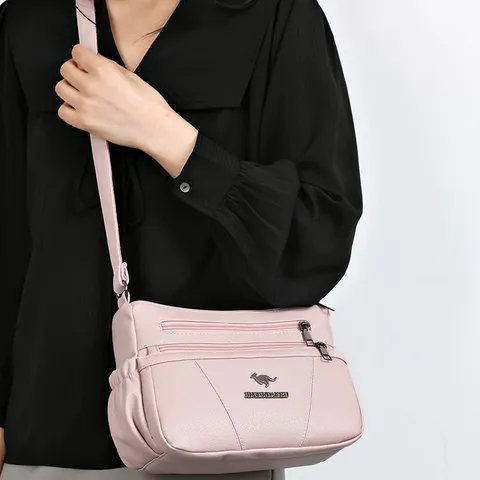 Borsa a Tracolla in Morbida Pelle PU da Donna Urbana Minimalista Grande Capacità Multistrato Borsa Casual Quotidiana