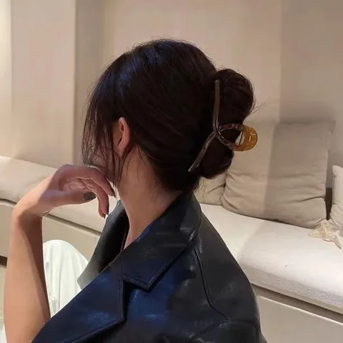 Grote Acryl Haarklauw Retro Morandi Kleur Haarklem Antislip Haarstyling Accessoires Voor Vrouwen Dik Haar