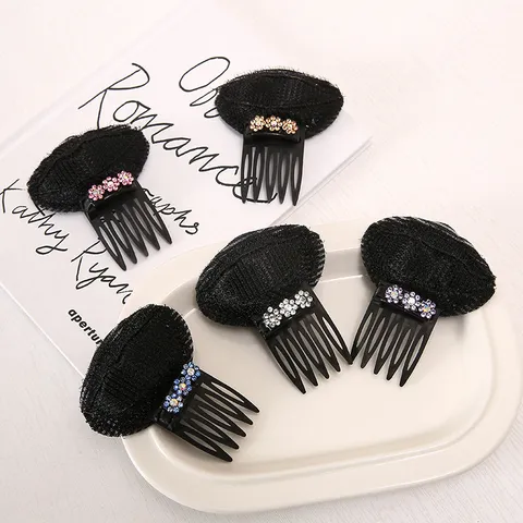 Koreaanse Stijl Dames Haarvolumen Pad Onzichtbare Wortel Volumizer Strass Bloemen Haarkam Haarstyling Accessoires