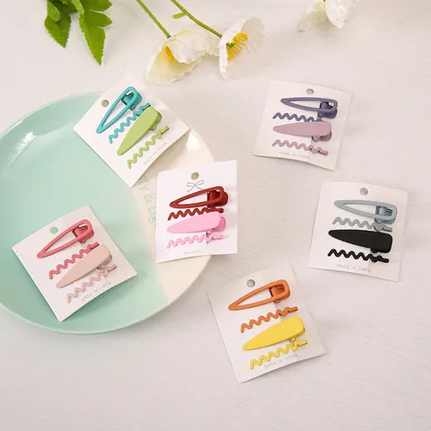 Womens Cute Candy Color Wavy Hair Clips Metal Side Hairpins Sweet Daily Hair Styling Accessories Hair Accessories Set