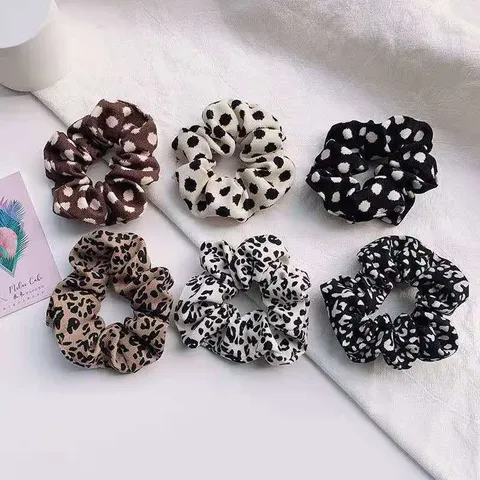 Koreaanse Stijl Stof Haarelastiekjes Luipaard Zebra Polka Dot Print Grote Haarknotjes Elastische Elastiekjes Haaraccessoires Voor Dames Tieners