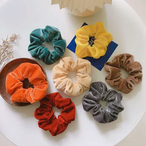 Dames Fluweel Scrunchies Snoepkleur Grote Elastische Haarbanden Zachte Haarelastiekjes Mode Paardenstaart Houder Herfst Winter Haaraccessoires