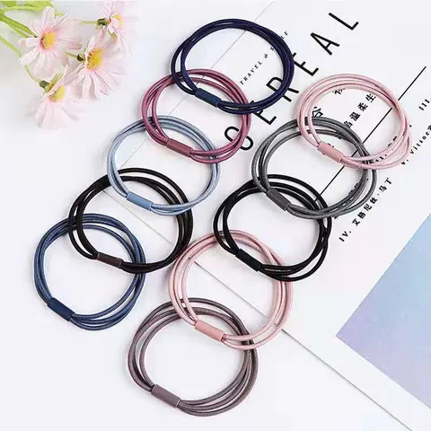 Minimalist High Elasticity Fabric Hair Ties Three-In-One Multi-Strand Braided Ponytail Holders Solid Color Seamless Elastic Hair Bands For Women Daily Hair Accessories