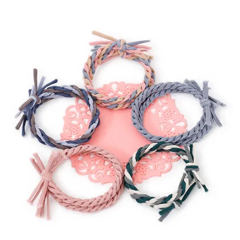 Korean Style Braided Nylon Hair Ties High Elasticity Hand Woven Knot Hair Band Multi-Color Thickened Scrunchies For Women