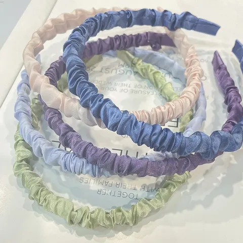 Elegante Koreaanse Stijl Geplooid Satijn Haarband Voor Dames Zoete Macaron Kleur Haarbeugel Voor Dagelijks Gebruik Mode Haaraccessoires