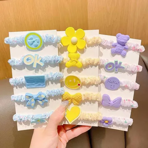 Koreaanse Stijl Kinderen Bloem Beer Haarelastiekjes Zoet Elastisch Rubberen Band Schattige Meisjes Haaraccessoires Studenten Hoofddeksel Cadeau
