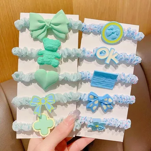 Koreaanse Stijl Kinderen Bloem Beer Haarelastiekjes Zoet Elastisch Rubberen Band Schattige Meisjes Haaraccessoires Studenten Hoofddeksel Cadeau