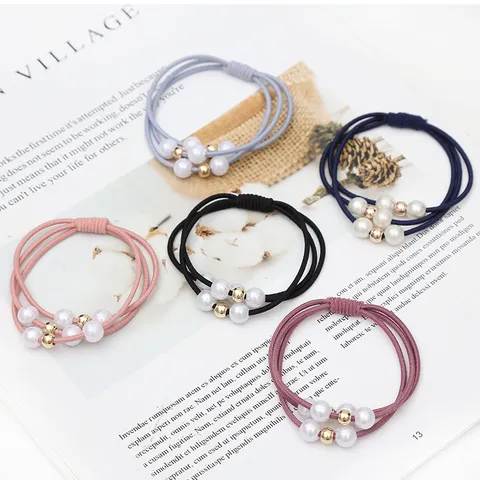 Elastico per Capelli con Nodo ad Alta Elasticità Stile Coreano per Donna Ragazze con Perle Artificiali Cerchietto Fatto a Mano Accessori per Capelli Moda Geometrica