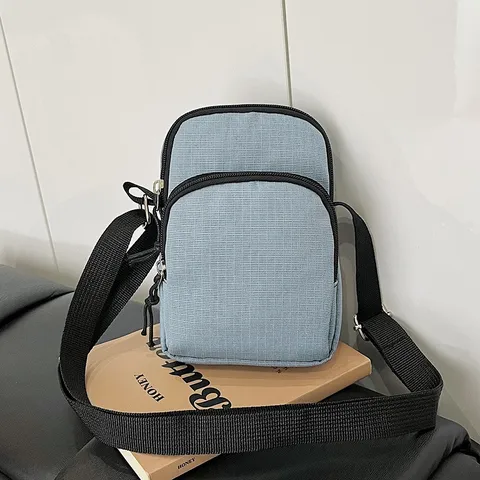 Casual Nylon Crossbody Bag For Women Solid Color Small Shoulder Bag Waterproof Mobile Phone Pouch Daily