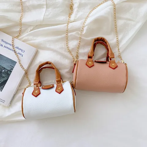 Kids Mini Pillow Bag PU Leather Chain Crossbody Shoulder Bag Cute Children Fashion Handbag Daily Use