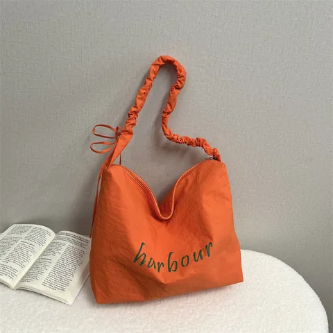 Women Canvas Tote Bag Large Capacity Lightweight Casual Minimalist Shoulder Bag Letter Print Commute Handbag