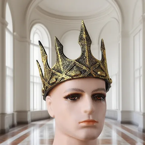 Middeleeuwse Koningskroon Halloween Masquerade Feest Kostuum Prop Cosplay Hoofddeksel Polyurethaanschuim Vintage Goud Zilver Brons Accessoire