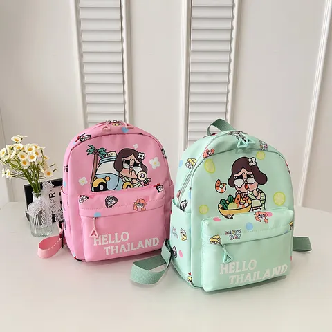 Kids School Backpack Waterproof Lightweight Cute Cartoon Print Bookbag Casual Daypack For Primary School Students