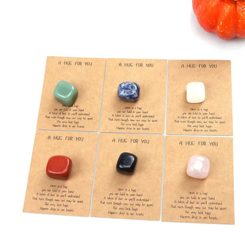 Natural Crystal Pocket Hug Stone Greeting Card Set Valentine Day Gift Thinking Of You Token For Friends Family Lovers Soulmate