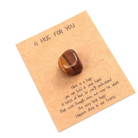 Natural Crystal Pocket Hug Stone Greeting Card Set Valentine Day Gift Thinking Of You Token For Friends Family Lovers Soulmate