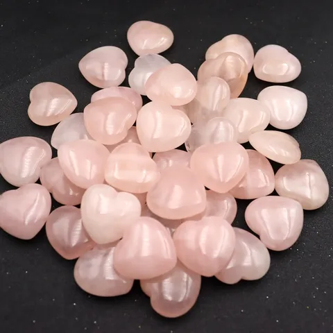 Natural Rose Quartz Crystal Heart Polished Healing Stone Meditation Pocket Palm Gemstone Ornament For Home Decor Love Gift
