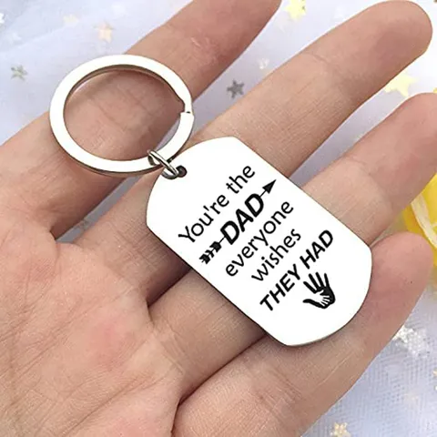 Edelstahl Vatertag Geschenk Erkennungsmarke Schlüsselanhänger Halskette Graviert Metall Anhänger Geschenk Für Vater Ehemann Papa Herren Accessoires
