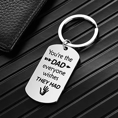 Edelstahl Vatertag Geschenk Erkennungsmarke Schlüsselanhänger Halskette Graviert Metall Anhänger Geschenk Für Vater Ehemann Papa Herren Accessoires
