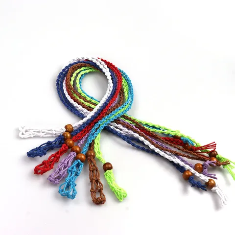 Handmade Woven Net Pocket Necklace Cord For Crystal Natural Stone Adjustable Retro Braided Rope Necklace Bracelet Keychain