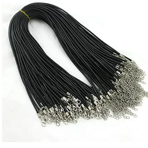 Black Waxed Polyester Cord Necklace With Silver Alloy Lobster Clasp For DIY Jewelry Making Accessories Korean Style Neck Rope