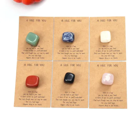 Cristal Natural Ágata Cuadrado Cubo Piedra Pulido Bolsillo Abrazo Juego de Regalo Pequeño Adorno de Escritorio Tarjeta de Felicitación Decoración de Piedra de Bolsillo
