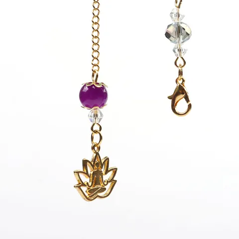 Yoga Lotos Pendelkette Chakra Kristall Perlen DIY Schmuckzubehör Für Dowsing Meditation Lotosblume Hohlkugel Metallkette