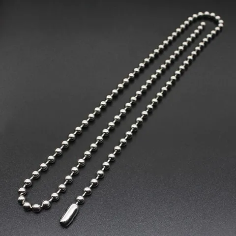 Stainless Steel Bead Chain DIY Jewelry Making Round Ball Necklace Chain Set Black Waxed Leather Cord For Pendants Dog Tags