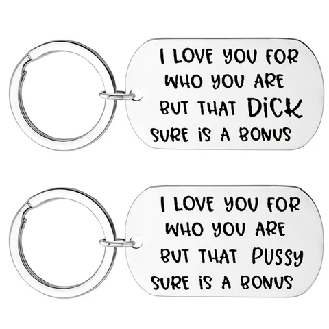 Lustige Humorvolle Zitat Edelstahl Hundemarke Schlüsselanhänger Halskette Für Paare Gravierte Beschriftung Anhänger Valentinstag Geschenk