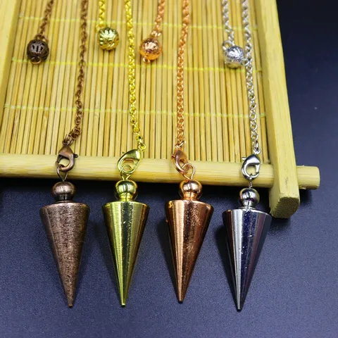 Vintage Copper Spiral Cone Dowsing Pendulum Pendant For Divination Mystical Healing Meditation Metal Prop Pendant Necklace