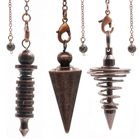 Vintage Copper Spiral Cone Dowsing Pendulum Pendant For Divination Mystical Healing Meditation Metal Prop Pendant Necklace