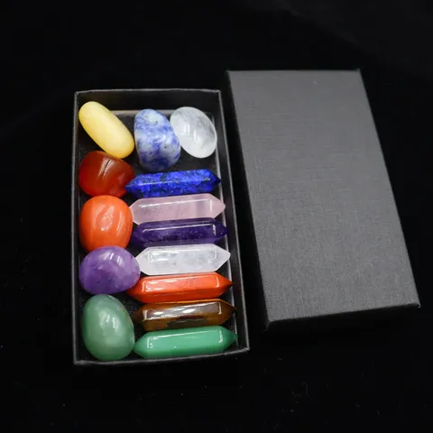 Natural Stone Crystal Hexagonal Wand Healing Gemstones For Meditation Yoga Home Decor Polished Quartz Crystals Box
