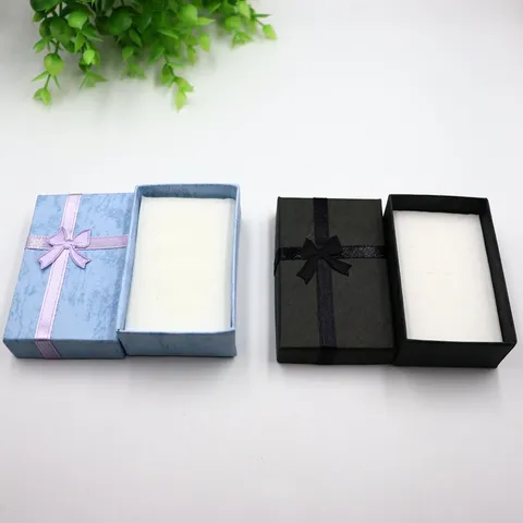 Schmuck Geschenkbox Schleifenband Halskette Anhänger Ohrring Ring Verpackung Koffer Aufbewahrung Organizer Schaukasten