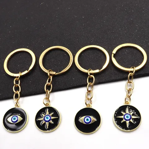 Porte-Clés Mauvais Œil Turc Main de Fatima Hamsa Alliage Or Émail Amulette Nazar Protection Pendentif Femmes Hommes Bijoux Accessoire